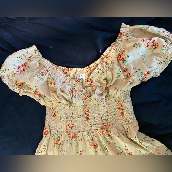 We Wore What Puff Sleeve Smocked Floral Tiered Midi Dress Nordstrom Saks 5th Ave - Picture 7 of 11